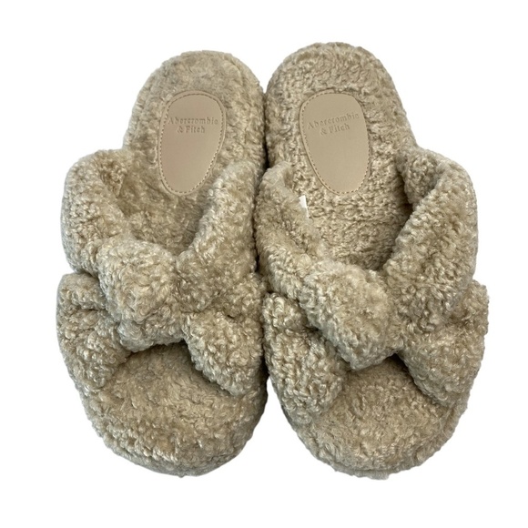 ABERCROMBIE & FITCH Women's Sherpa Shearling Mules Slippers Shoes Size 7 - Picture 1 of 5